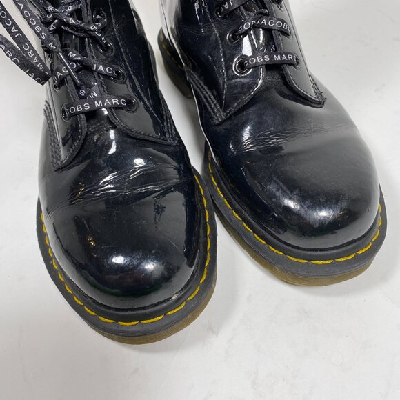 DR. MARTENS x MARC JACOBS Black Patent Leather Redux Grunge Boots - Picture 8 of 14